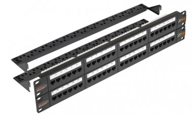Фотография товара 'Nikomax Патч-панель 19, 2U, категория 5e, RJ45/8P8C, 110/KRONE, T568A/B, неэкранированная NMC-RP48UD2-2U-BK'