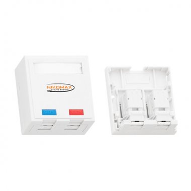 Фотография товара 'Nikomax Настенная розетка, 2 порта, категория 5е, RJ45/8P8C, FT-TOOL/110/KRONE, T568A/B NMC-WO2UD2-FT-ST-WT'