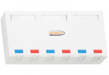 Фотография товара 'Nikomax Корпус настенной розетки, 6 портов, под модули-вставки типа KeyStone NMC-MB6P-ST-WT'
