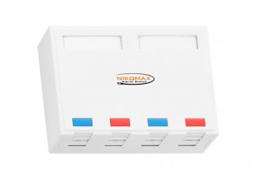 Фотография товара 'Nikomax Корпус настенной розетки, 4 порта, под модули-вставки типа KeyStone NMC-MB4P-ST-WT'