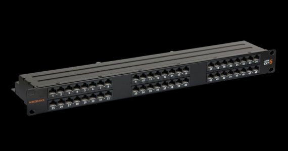 Фотография товара 'Nikomax Коммутационная панель 19, 1U, категория 6, RJ45/8P8C, T568A/B NMC-RP48UE2-1U-BK'
