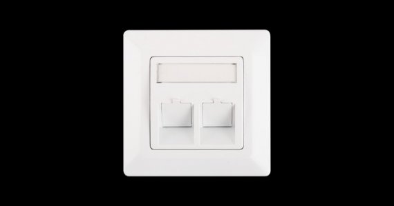 Фотография товара 'Nikomax Лицевая панель со вставкой, немецкий формат, 80x80 мм, 2 порта NMC-PL80X80-2PA-WT'