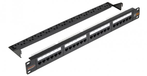 Фотография товара 'Nikomax Патч-панель 19, 1U, категория 5e, RJ45/8P8C, 110/KRONE, T568A/B, неэкранированная NMC-RP24UD2-1U-BK'