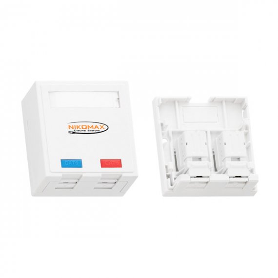 Фотография товара 'Nikomax Настенная розетка, 2 порта, категория 6, RJ45/8P8C, FT-TOOL/110/KRONE, T568A/B NMC-WO2UE2-FT-ST-WT'