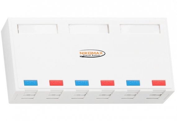 Фотография товара 'Nikomax Корпус настенной розетки, 6 портов, под модули-вставки типа KeyStone NMC-MB6P-ST-WT'