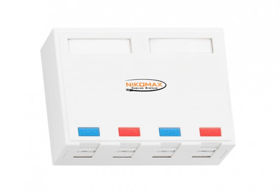 Фотография товара 'Nikomax Корпус настенной розетки, 4 порта, под модули-вставки типа KeyStone NMC-MB4P-ST-WT'