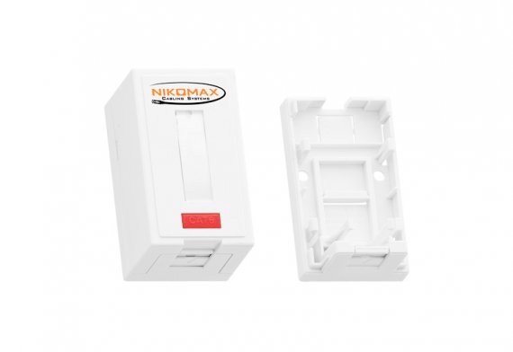Фотография товара 'Nikomax Корпус настенной розетки, 1 порт, под модули-вставки типа Keystone NMC-MB1P-ST-WT'