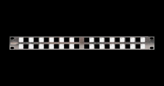 Фотография товара 'Nikomax Коммутационная панель 19, 1U, наборная, под 24 угловых модуля Keystone серии AN NMC-RP24-BLANK-AN-1U-MT'